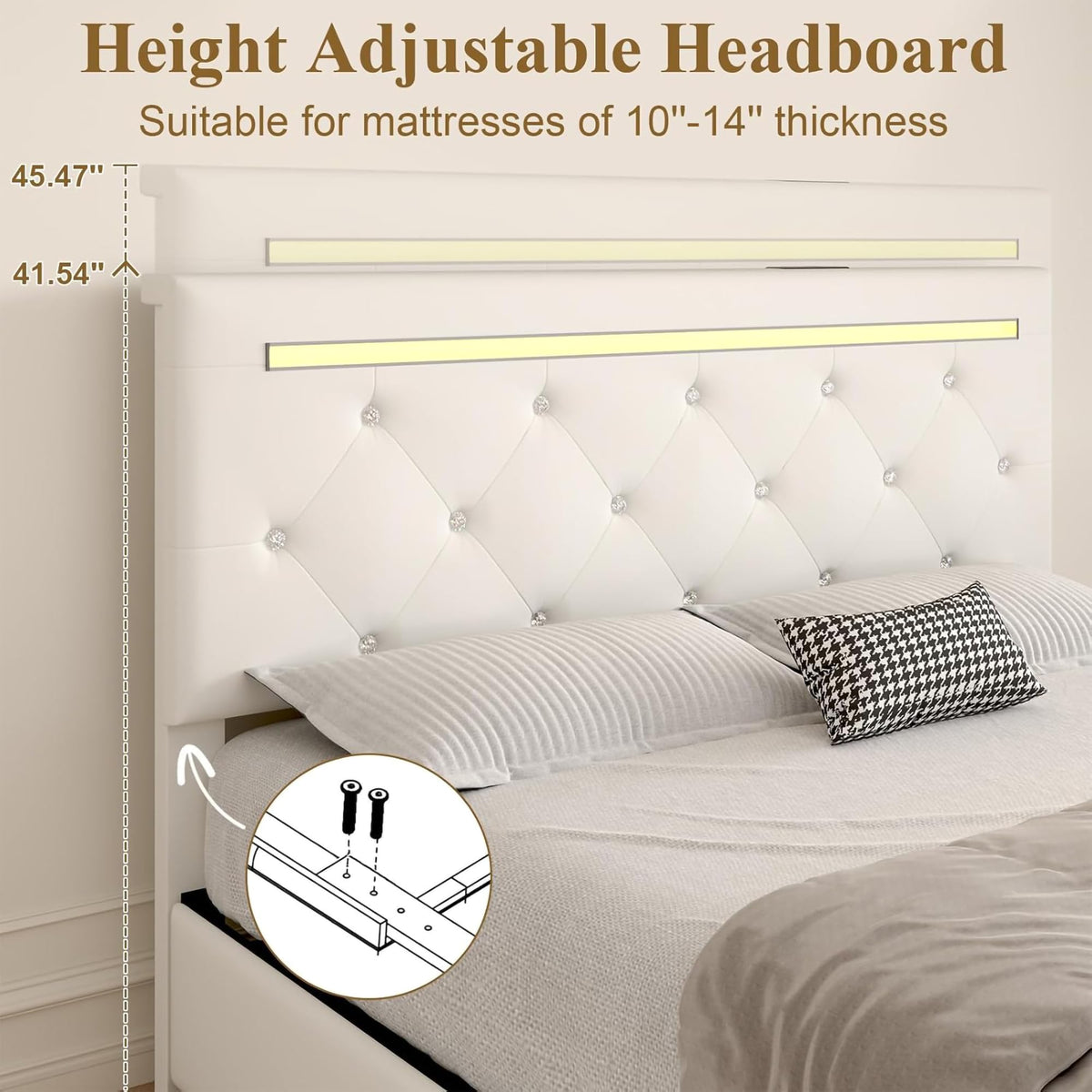 White PU Upholstered Full Size Bed Frame with 4 Storage Drawers M842