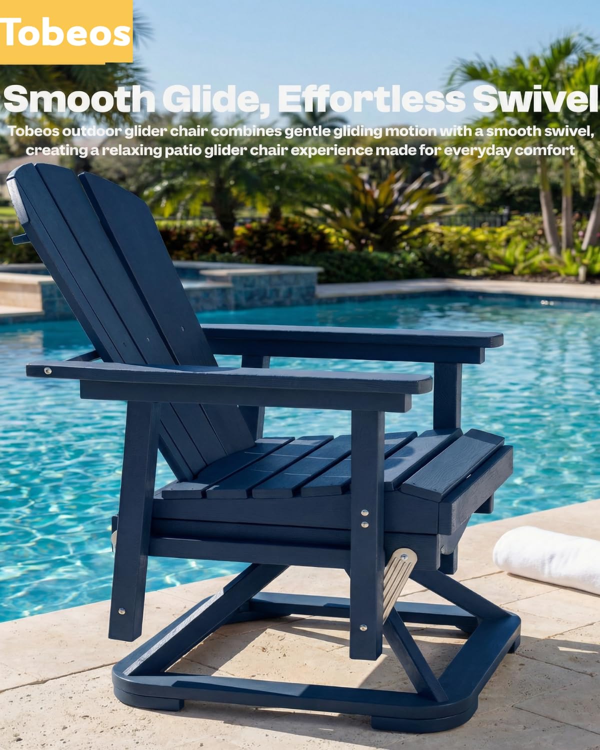 HDPE Oversized Swivel Glider Rocking Chair Set of 2 Navy Blue T392671