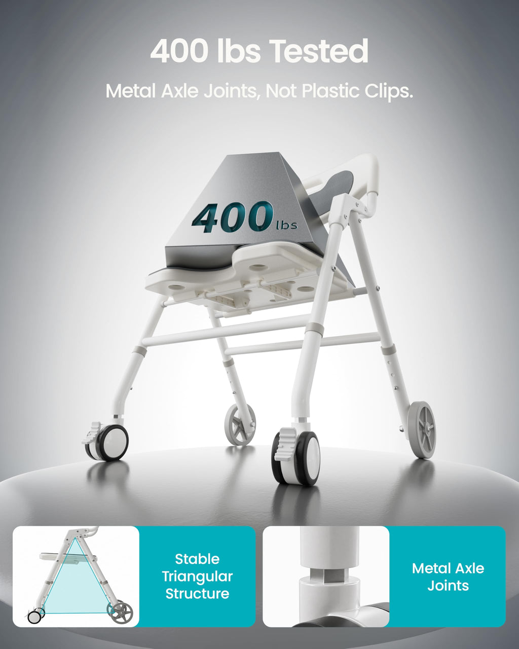 Foldable Rolling Shower Chair with Arms and Back N407