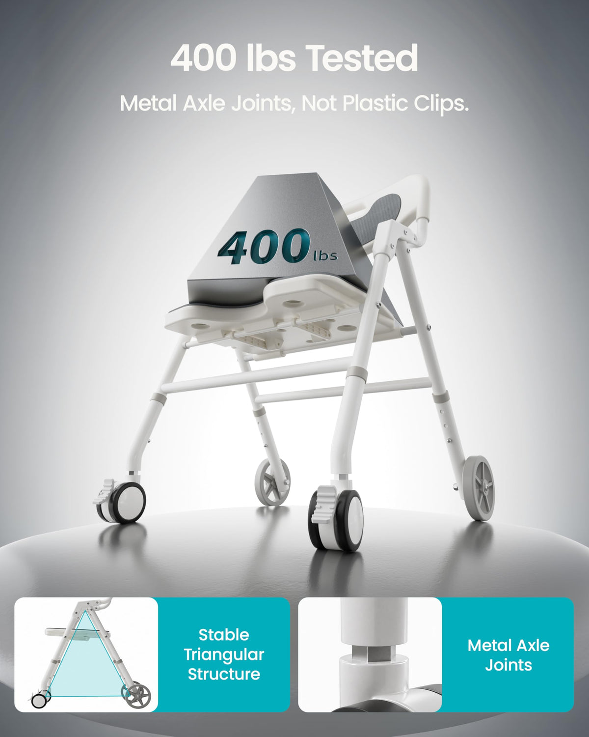 Foldable Rolling Shower Chair with Arms and Back N407