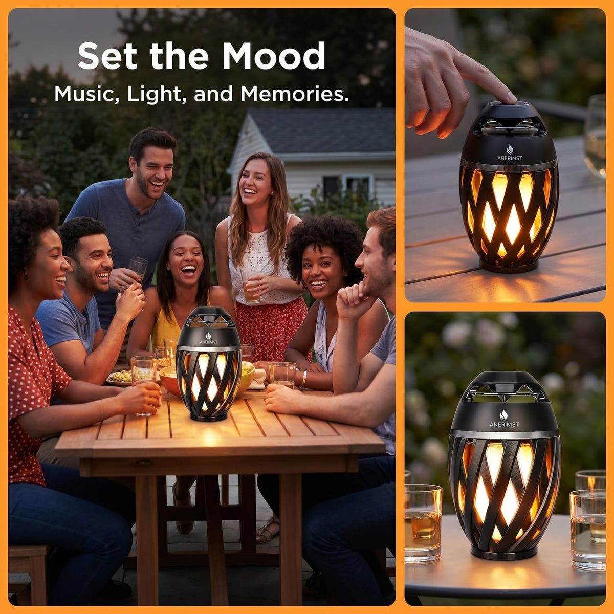 Black 2 Pack Waterproof Bluetooth Speaker with LED Torch Light E640