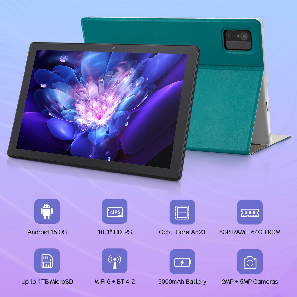 10.1 inch Android Tablet 8GB RAM 64GB ROM Black L405713