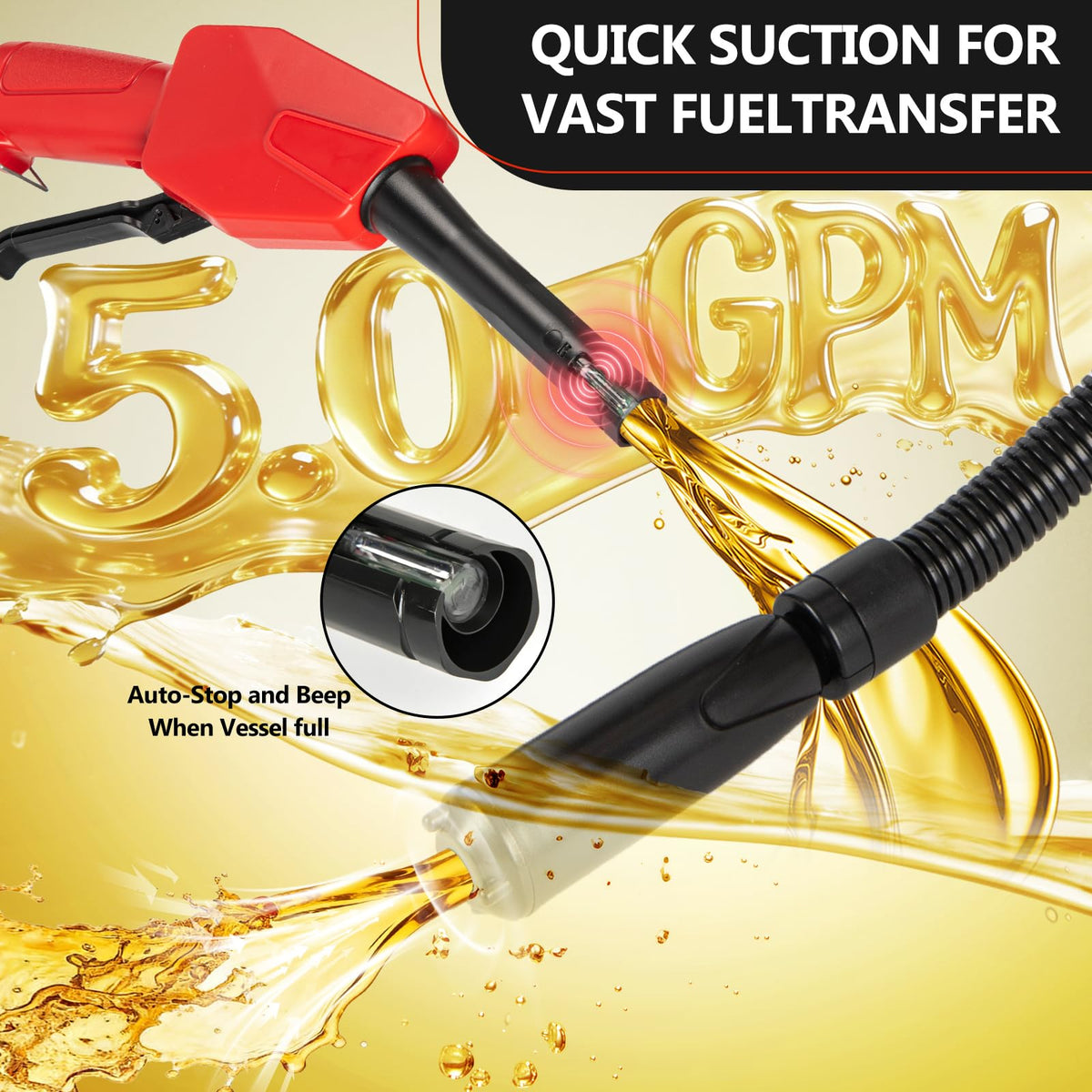 Cordless Gas Pump with Auto-Stop & Hand Nozzle, 51" Hose W193395