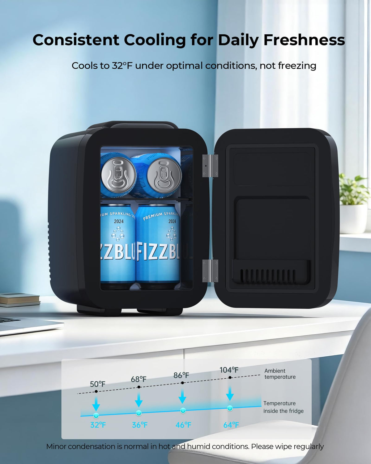 4 Liter 6 Can Portable Mini Fridge H485536