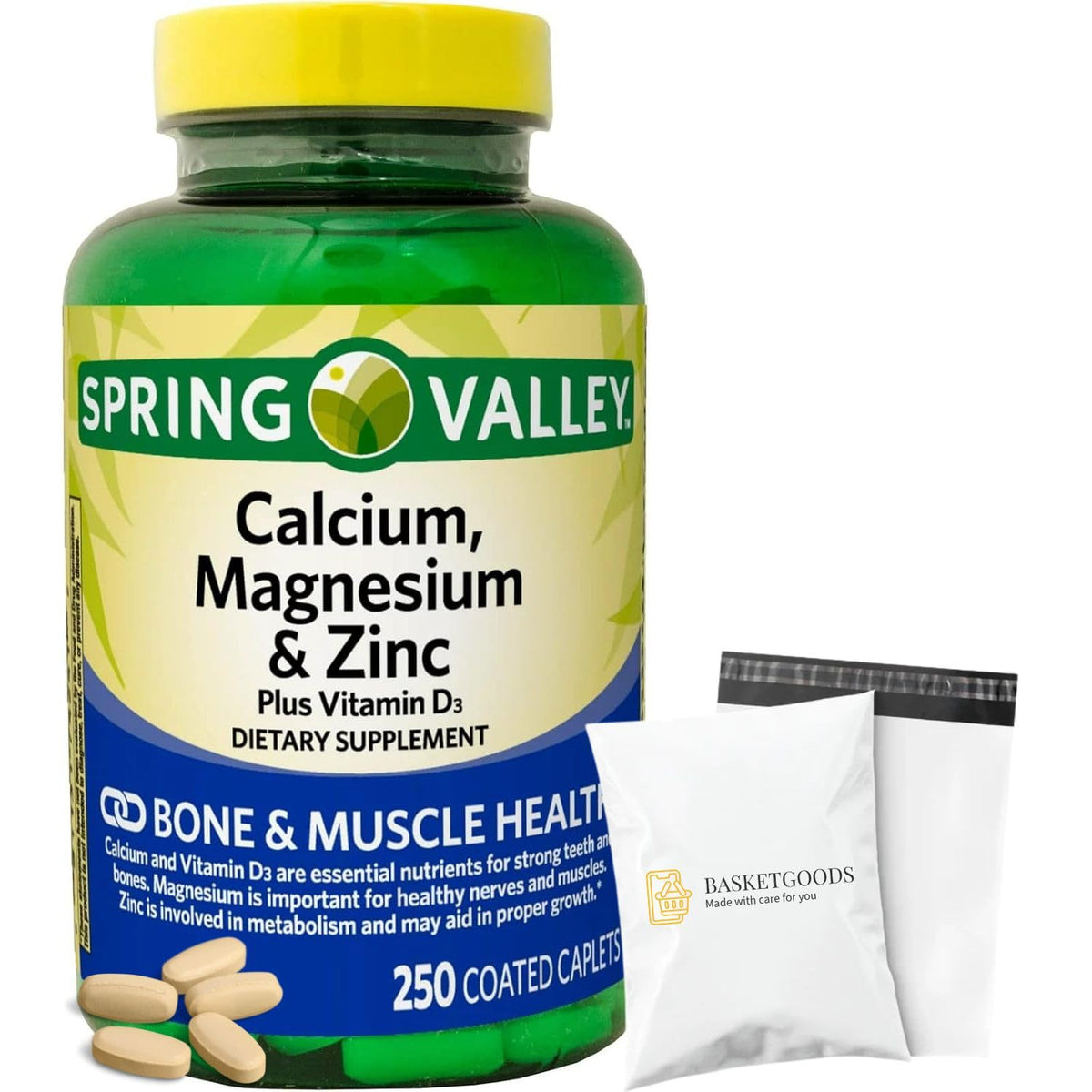 Calcium Magnesium Zinc Vitamin D3 Caplets Dietary Supplement 250 Count C455152