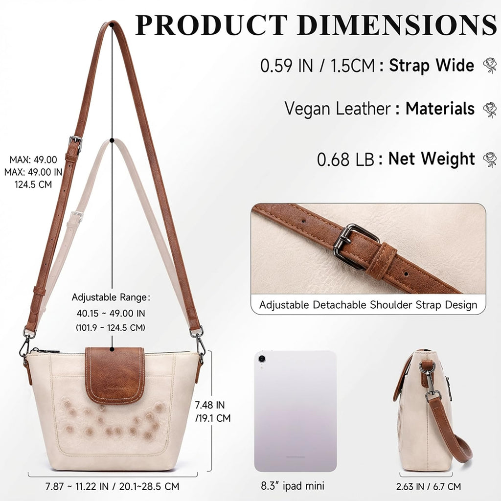 Crossbody Bags Vegan Leather Multi-Pockets Small Shoulder Bag N1895