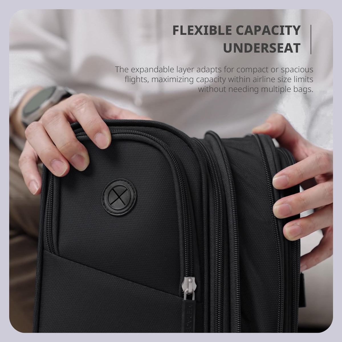 16-Inch Black Underseat Carry On Luggage with Wheels X5071