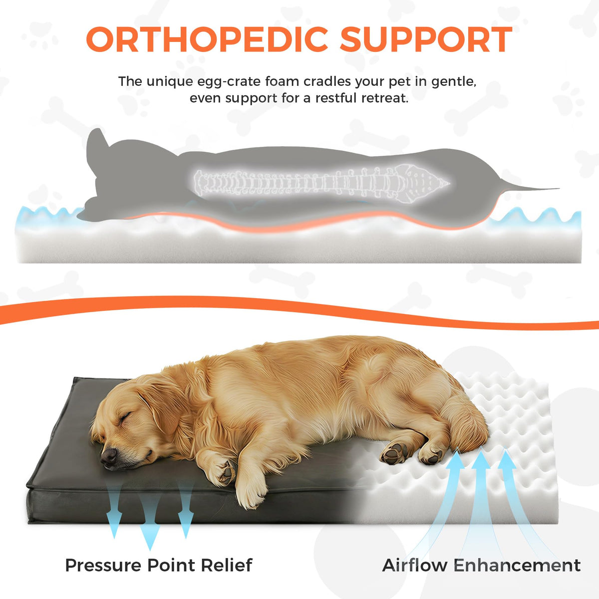 Waterproof Extra Large Outdoor Dog Bed 44x32x3.5 Inch H78705