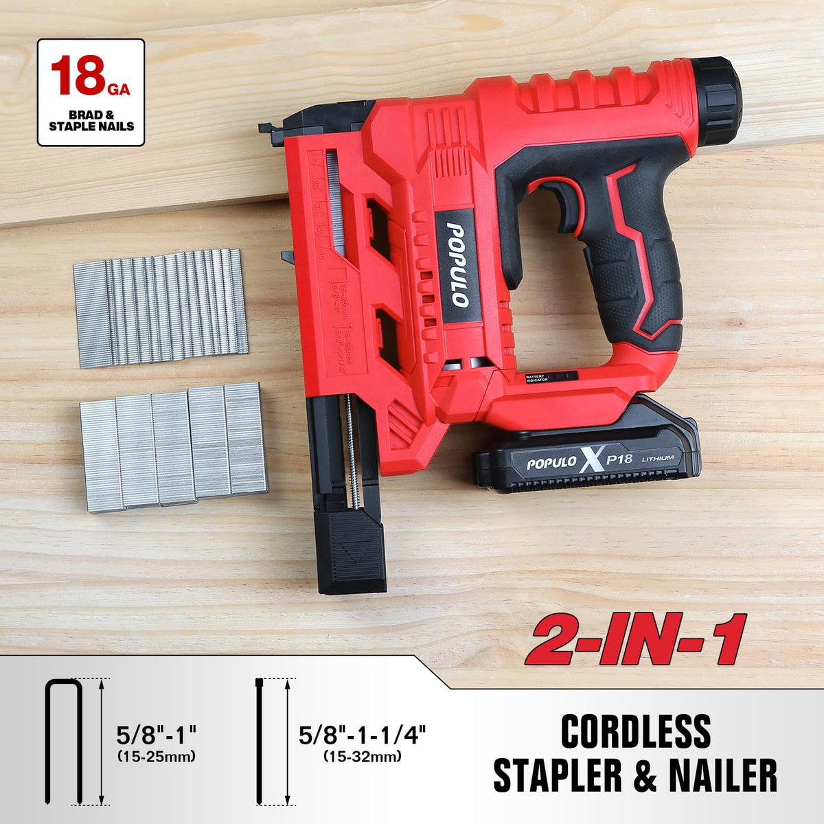 18 Gauge 2 In 1 Cordless Brad Nailer Stapler E932855