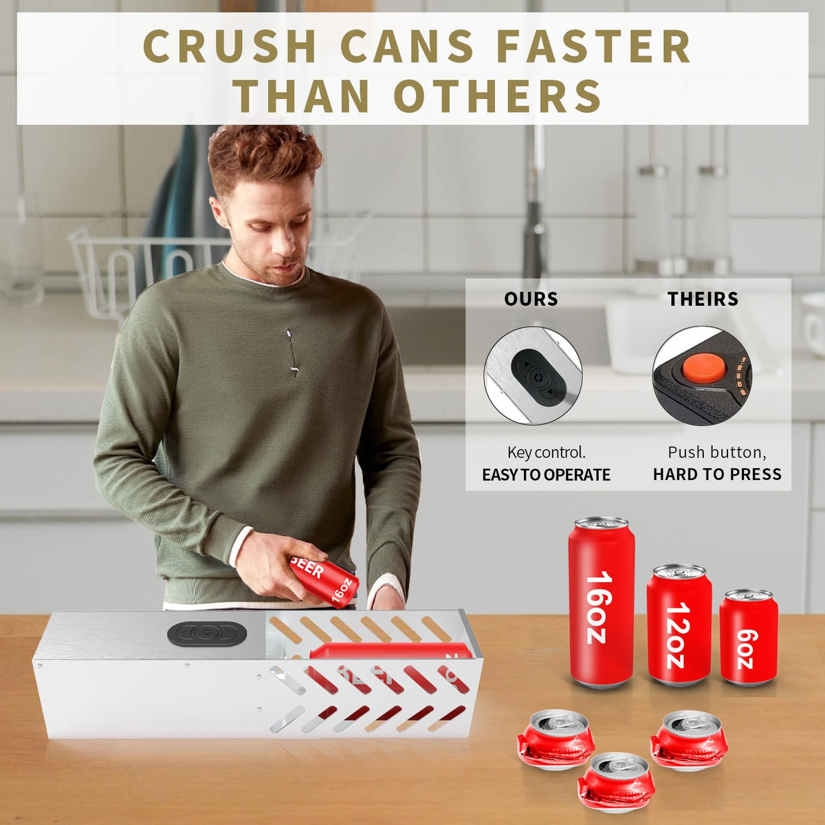 Electric Can Crusher for 12oz & 16oz Cans V5229