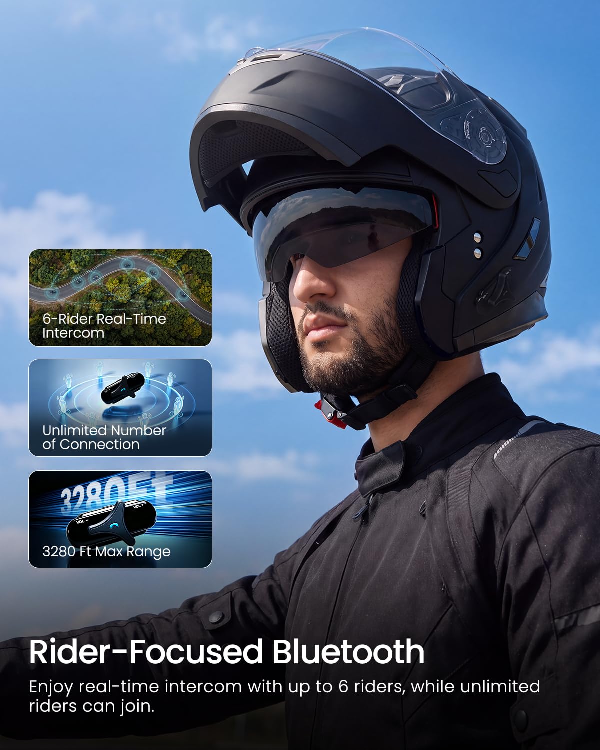 Bluetooth Integrated Modular Motorcycle Helmet L6133
