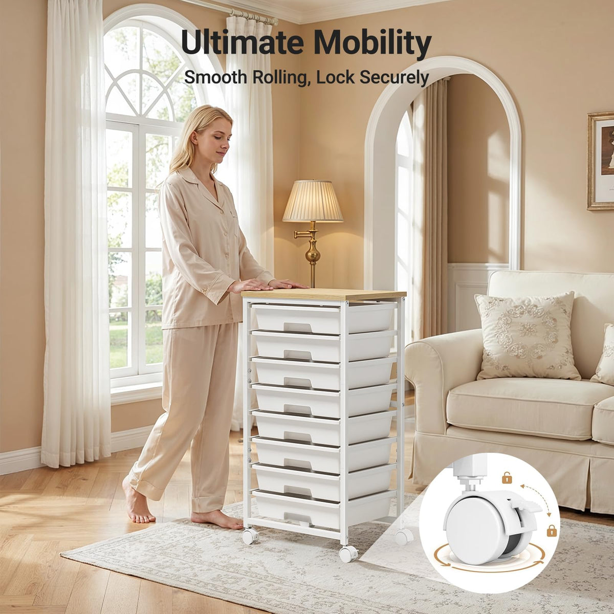 Rolling Cart with 8 Drawers P85612