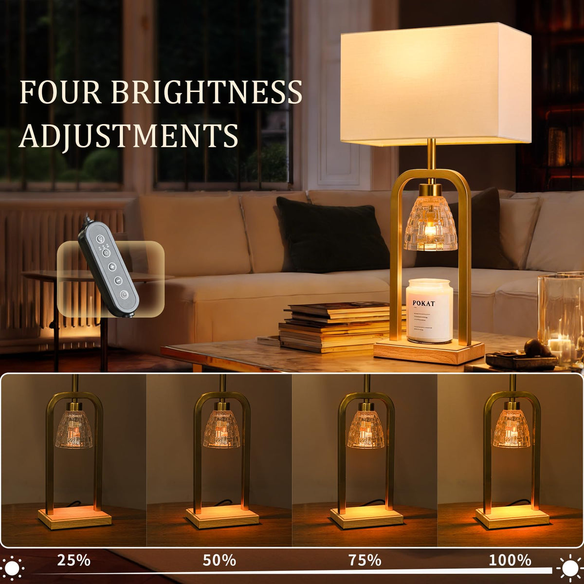 2 in 1 Gold Table Lamp with Candle Warmer I730878