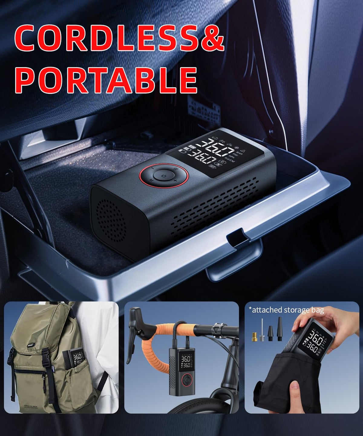 150 PSI Portable Air Compressor Tire Inflator with Pressure Gauge R20201