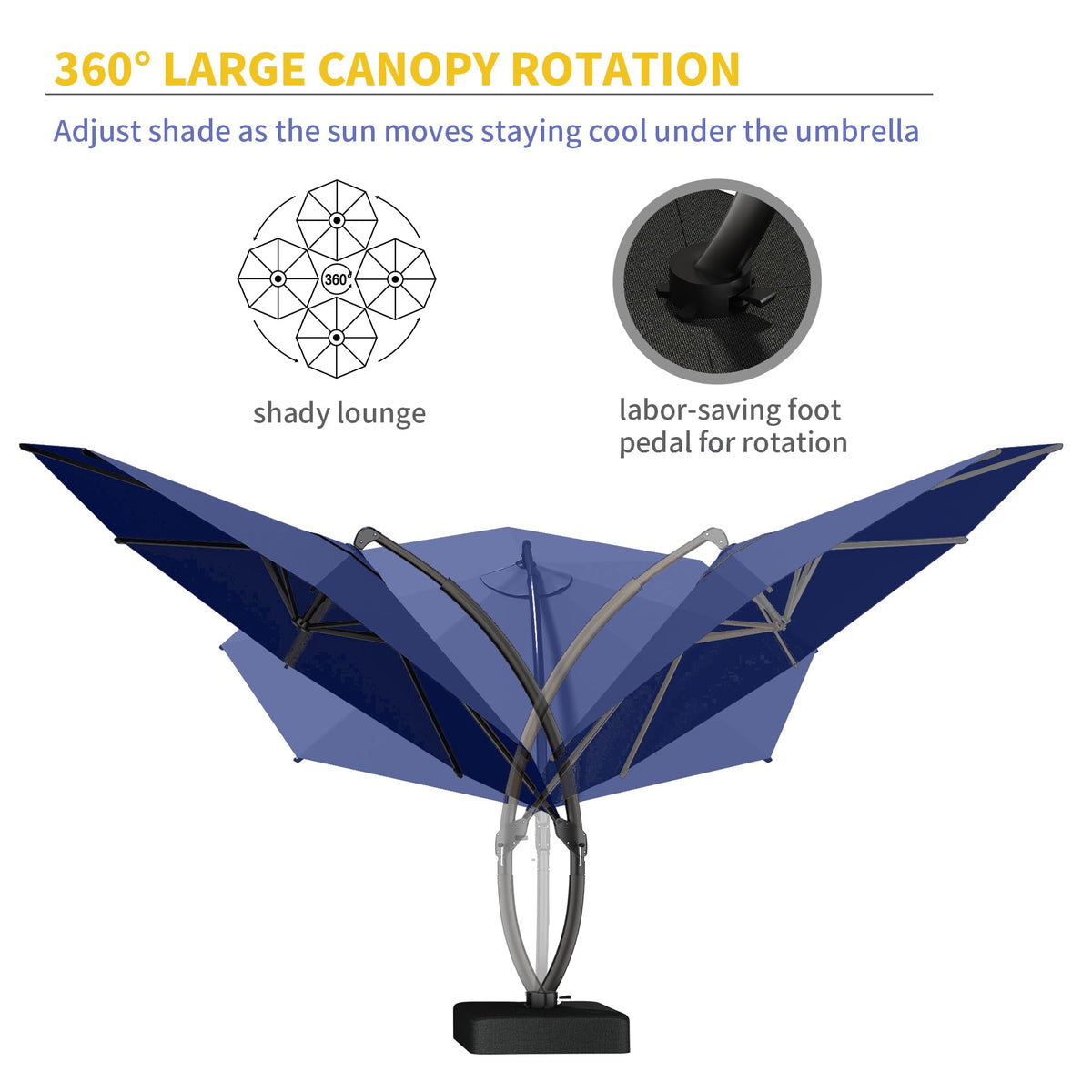 12ft Cantilever Patio Umbrella with Base and Cover A2699