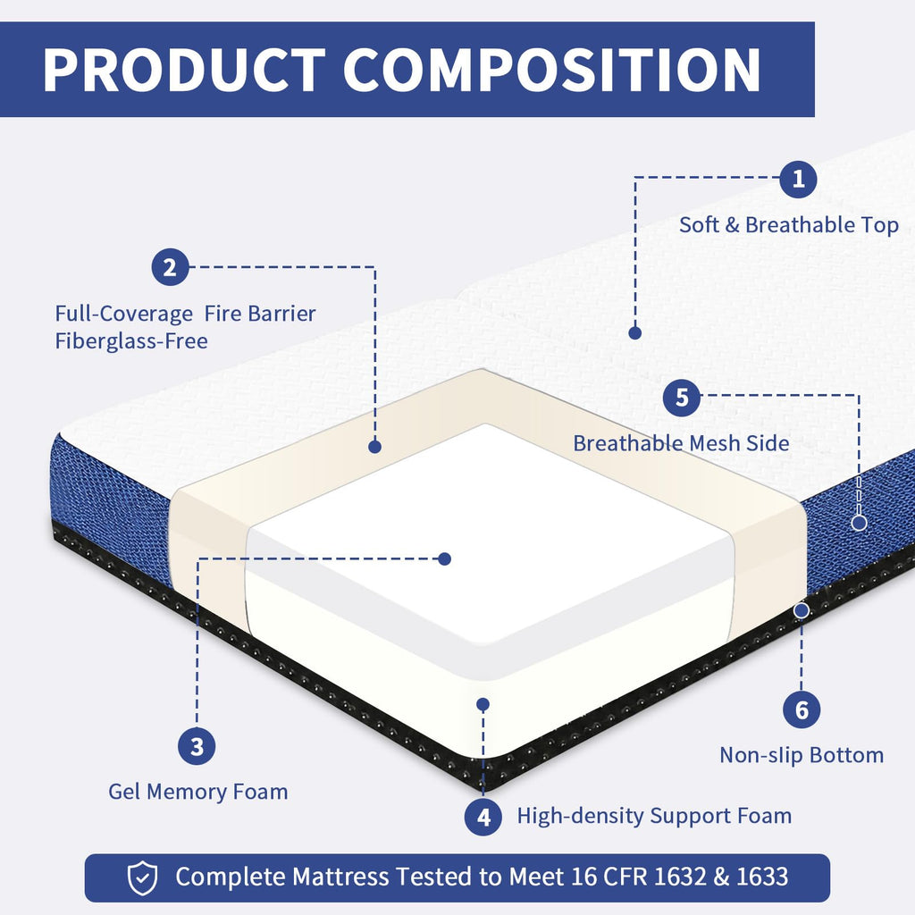 Foldable 6" Trifold Mattress Full Size H943