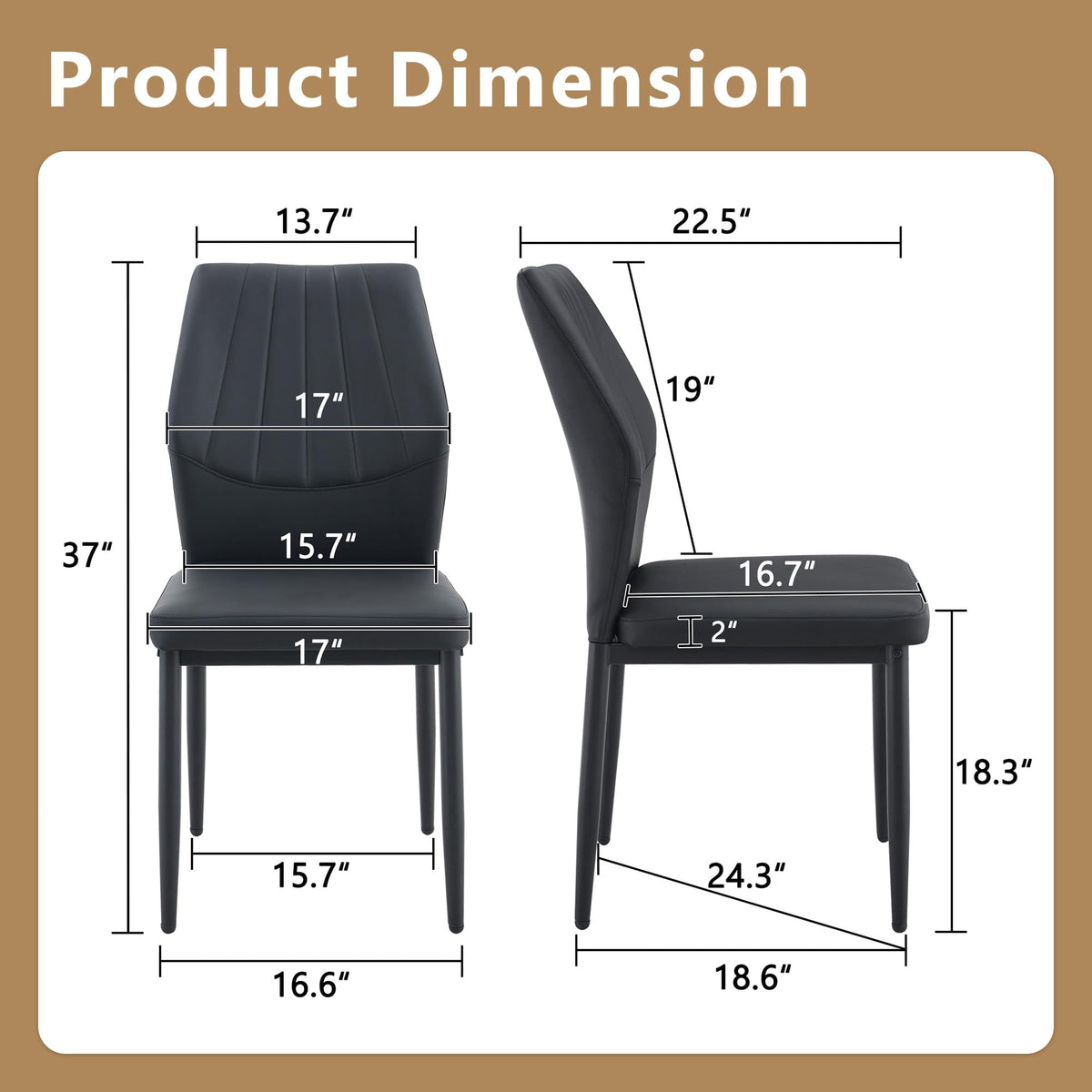 Black PU Leather Dining Chairs Set of 4 R584621
