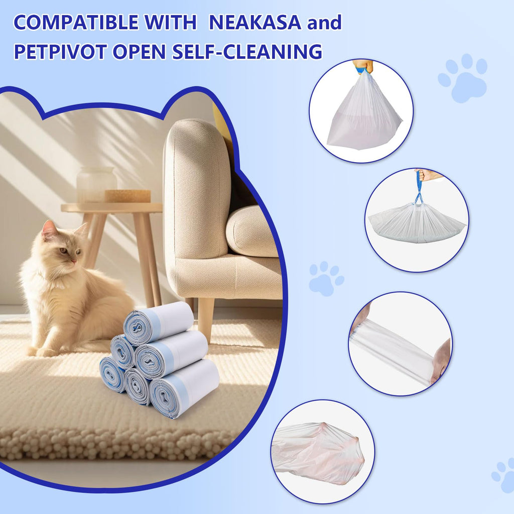 120 Count Cat Litter Box Bags, Extra Thick Heavy Duty Liners, Unscented, 27" x 13" G4373