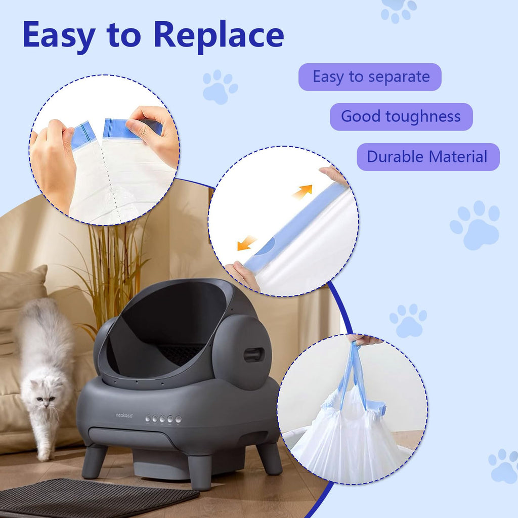 120 Count Cat Litter Box Bags, Extra Thick Heavy Duty Liners, Unscented, 27" x 13" G4373