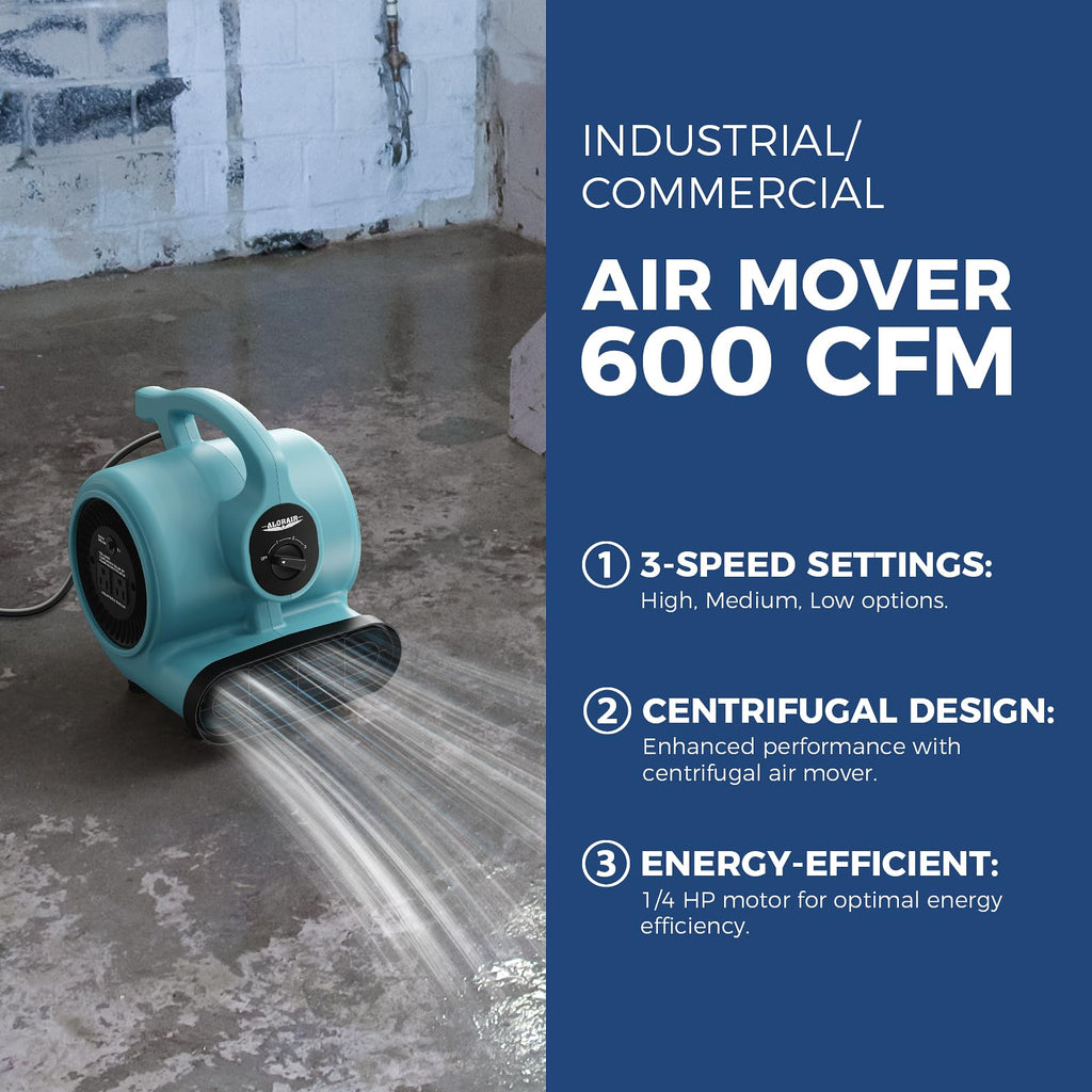 3 Speed Air Mover Blower Fan 115W 600CFM Blue D4845