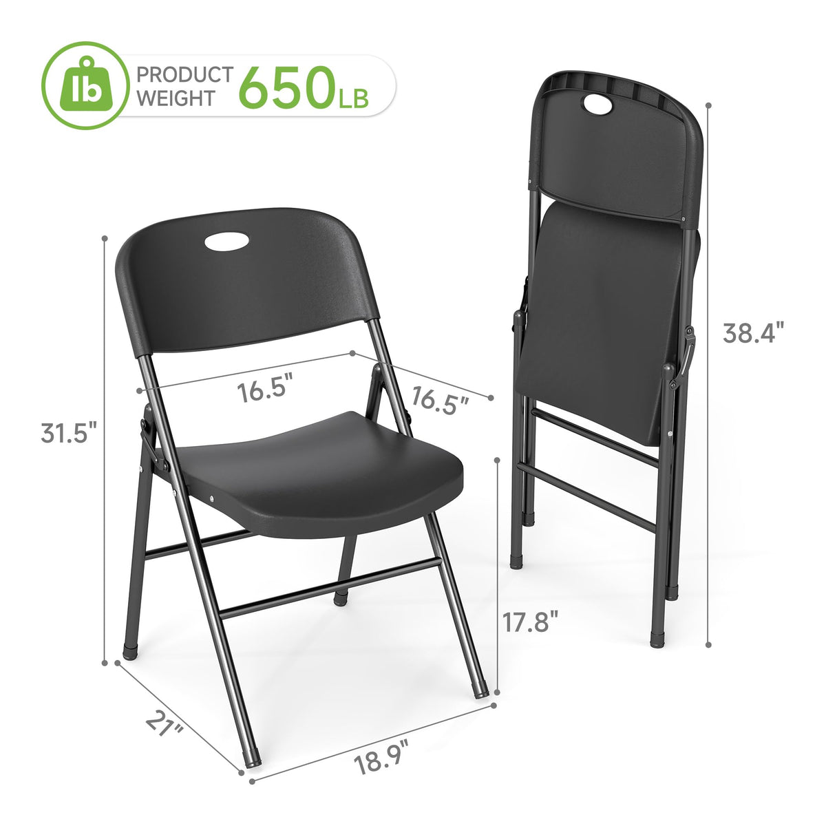 Folding Chairs Set of 10 Black H22378