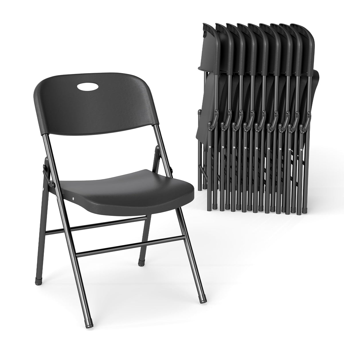 Folding Chairs Set of 10 Black H22378