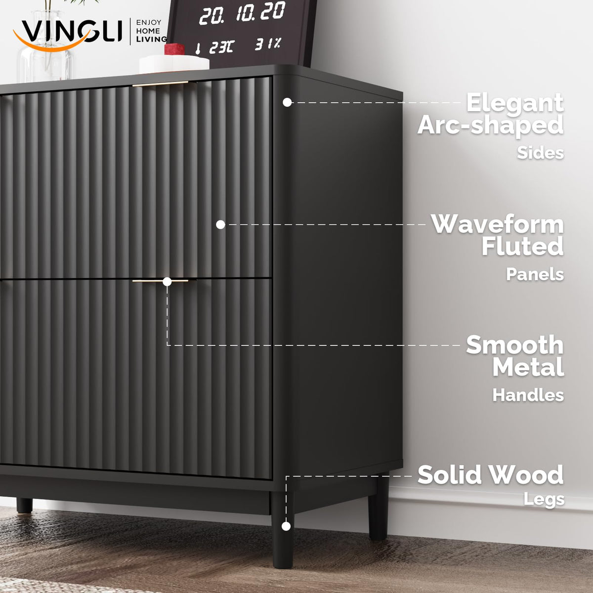 Black 2 Drawer Wood File Cabinet M160859