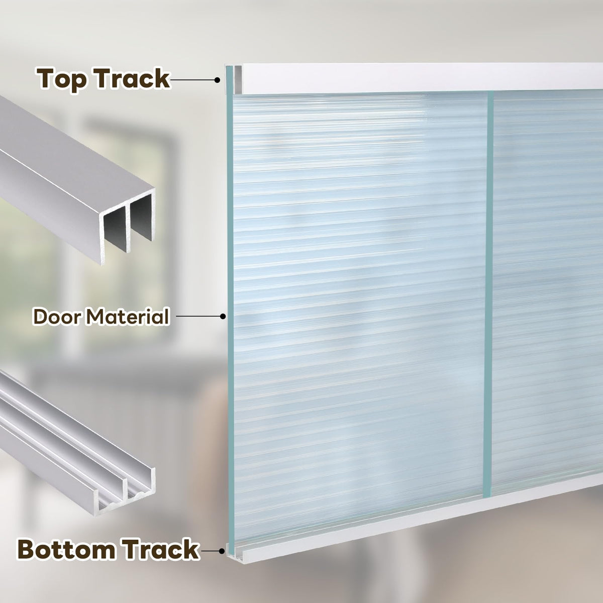 Aluminum Sliding Door Track Set 36 x 0.79 inches P7856