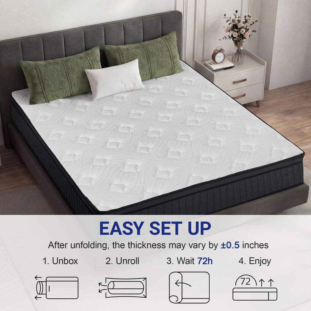 Full 12 Inch Hybrid Mattress with Memory Foam Q1532