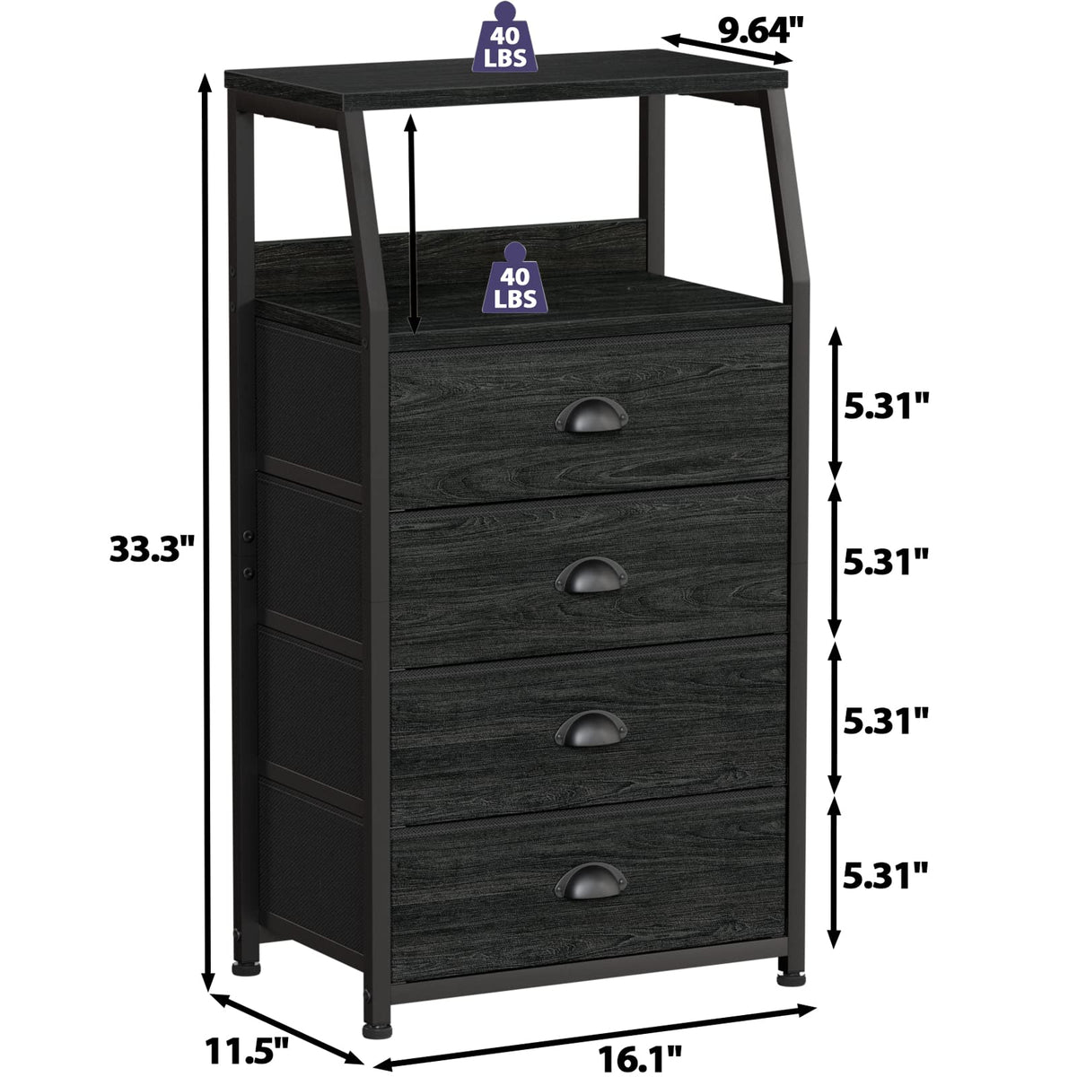 Tall Nightstand with Fabric Drawer I229