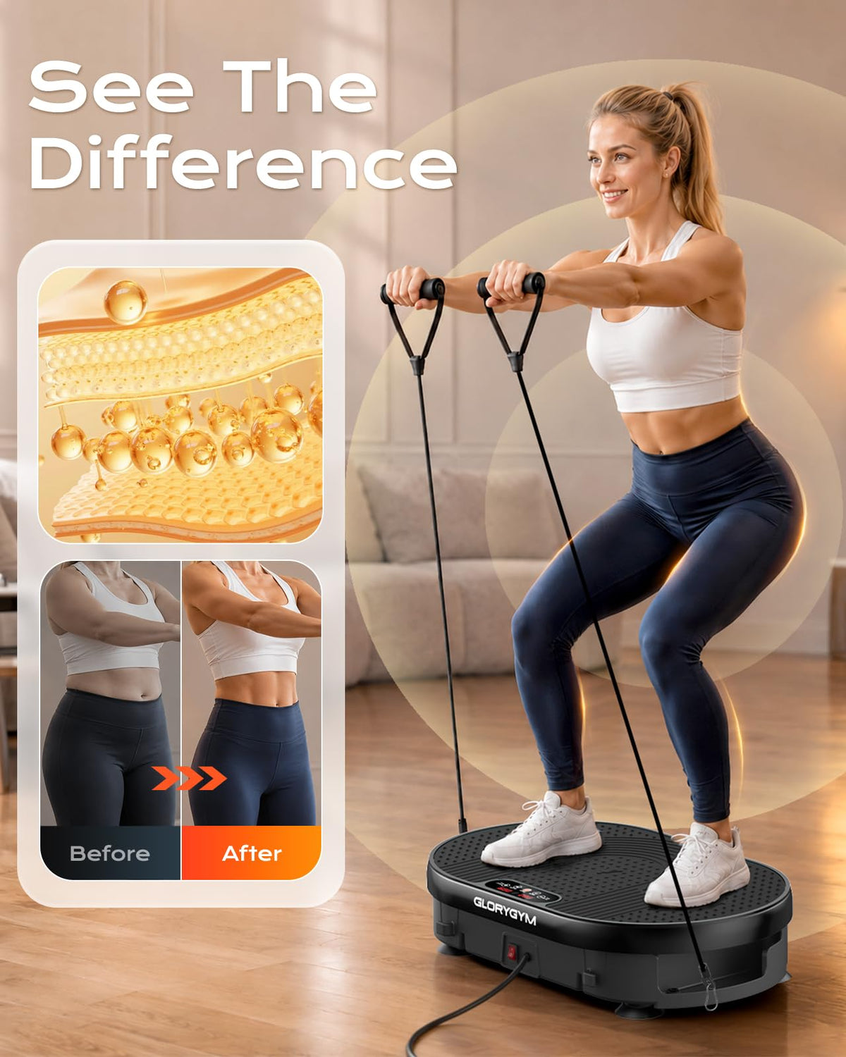 Vibration Plate Exercise Machine with Resistance Bands R10220