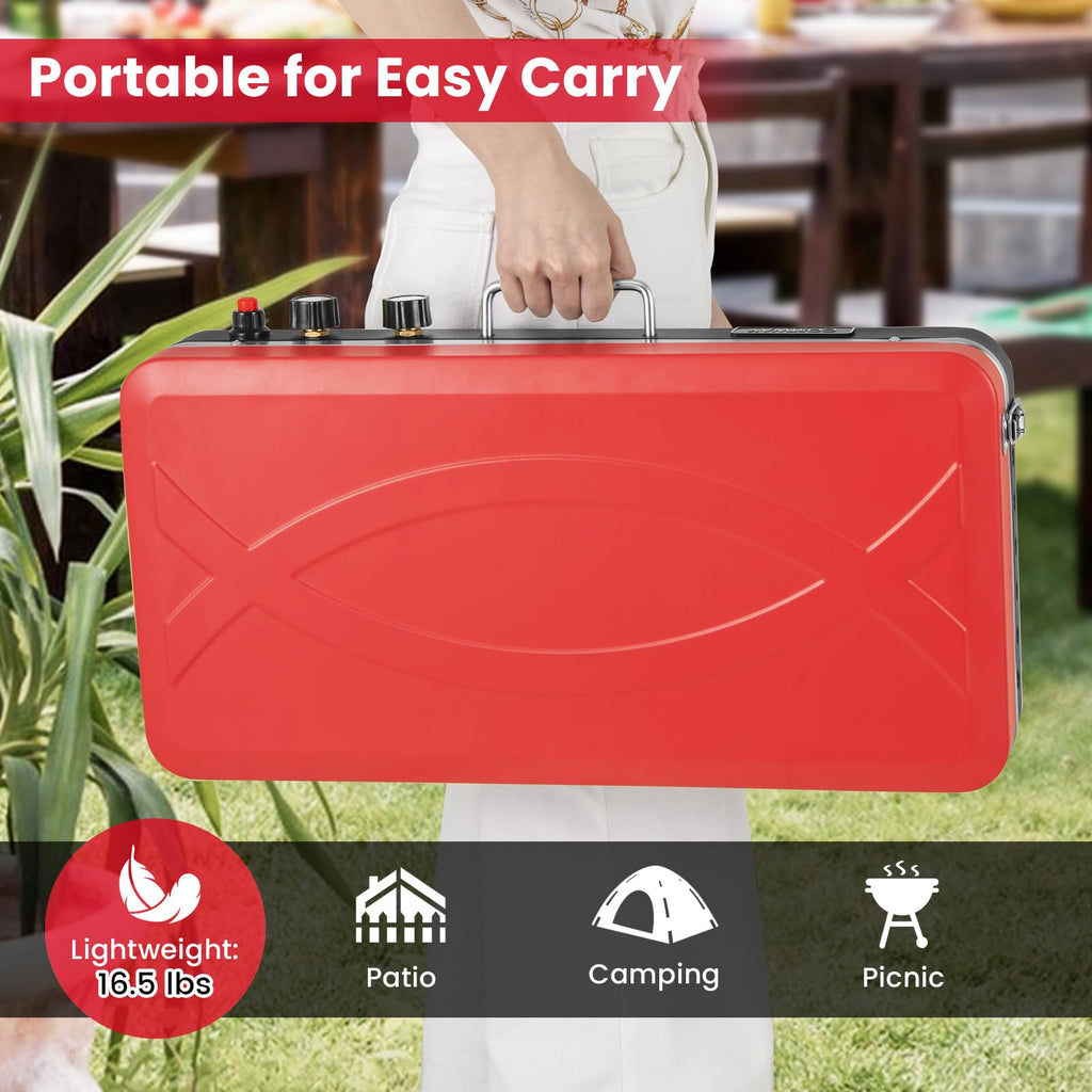 2-Burner Camping Stove with Removable Leg Stand G357879