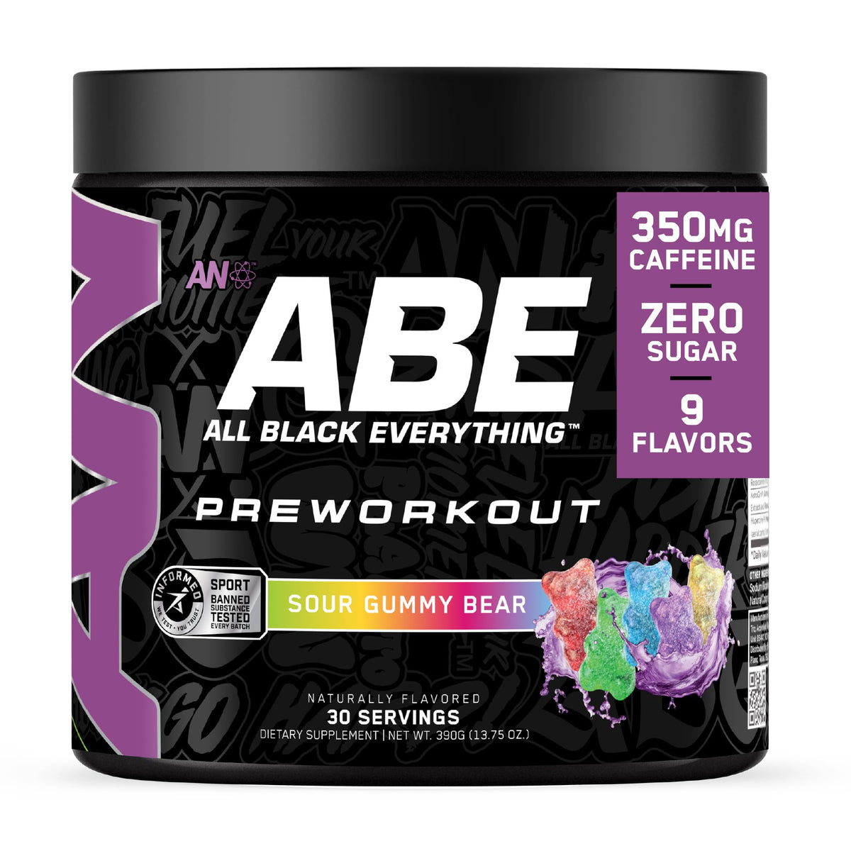 Black Pre-Workout Powder 350mg Caffeine 30 Servings D1939