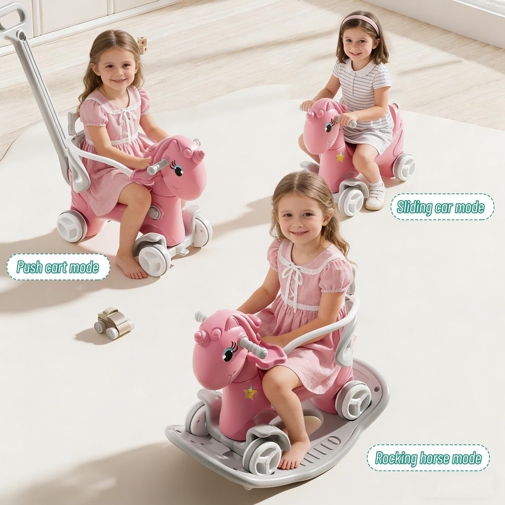 4 in 1 Rocking Horse with Push Handle and Balance Board R920
