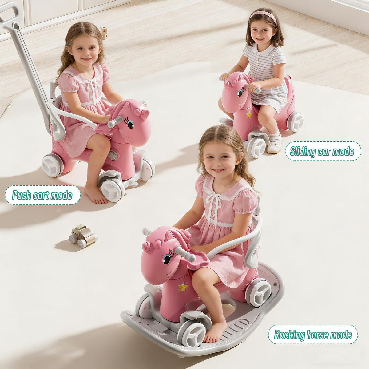 4 in 1 Rocking Horse with Push Handle and Balance Board R920