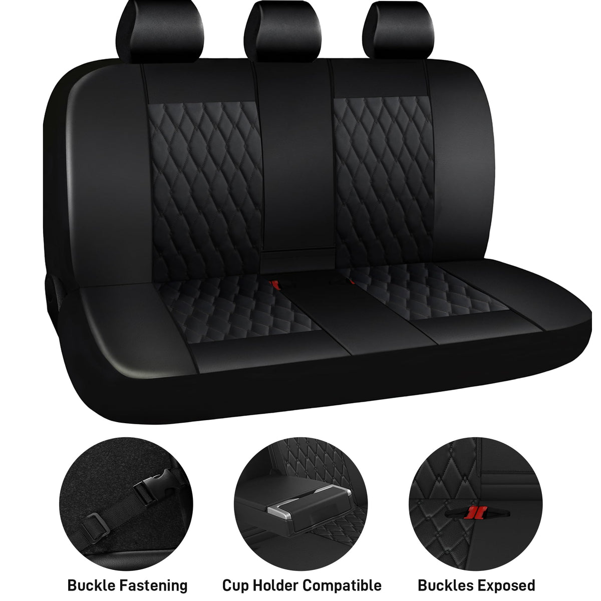 Faux Leather Car Seat Covers Full Set 5-Seat Black K35248
