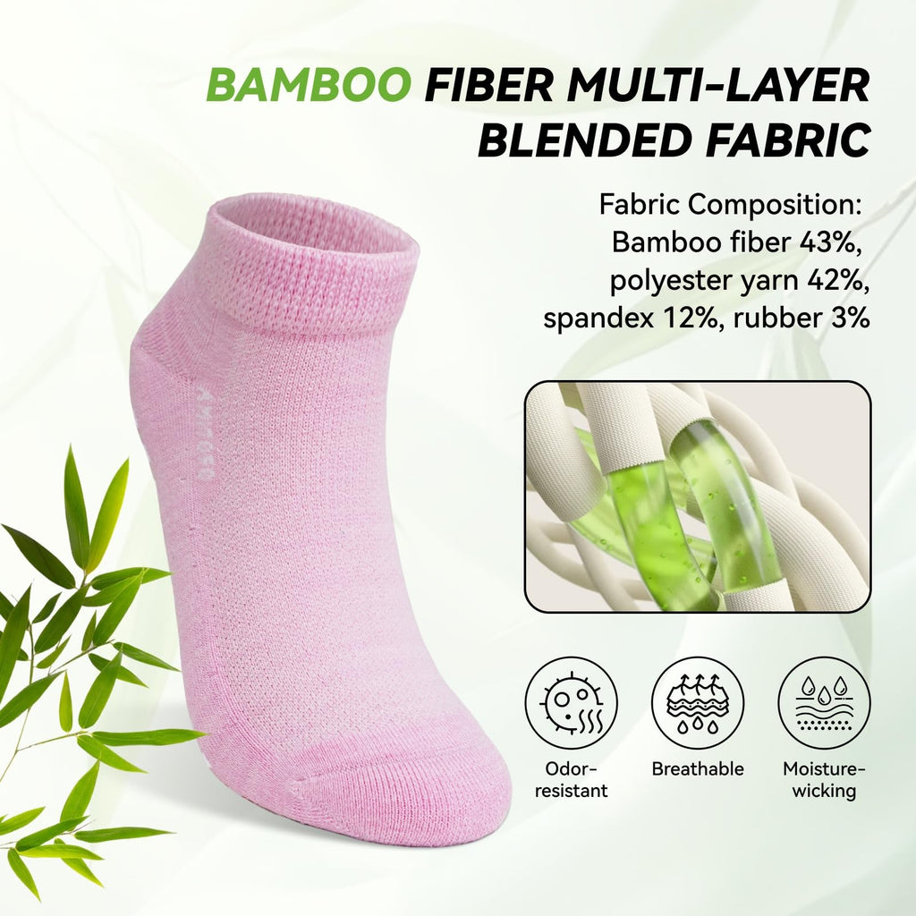 Diabetic Non-Slip Wide Cuff Bamboo Viscose Ankle Socks 6 pairs B912