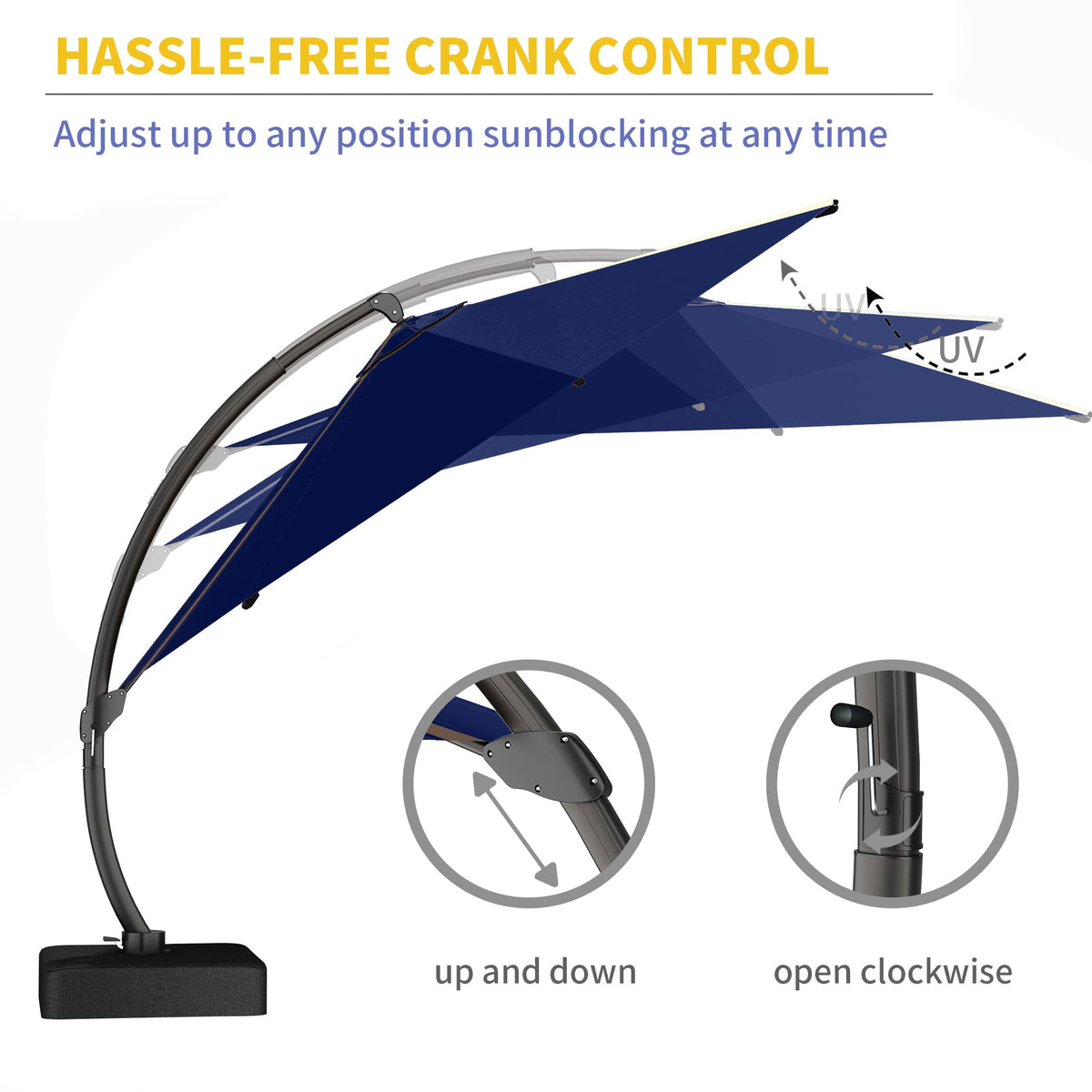 12ft Cantilever Patio Umbrella with Base and Cover A2699
