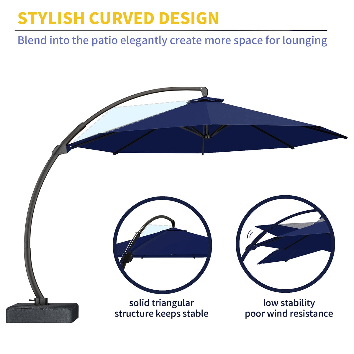 12ft Cantilever Patio Umbrella with Base and Cover A2699