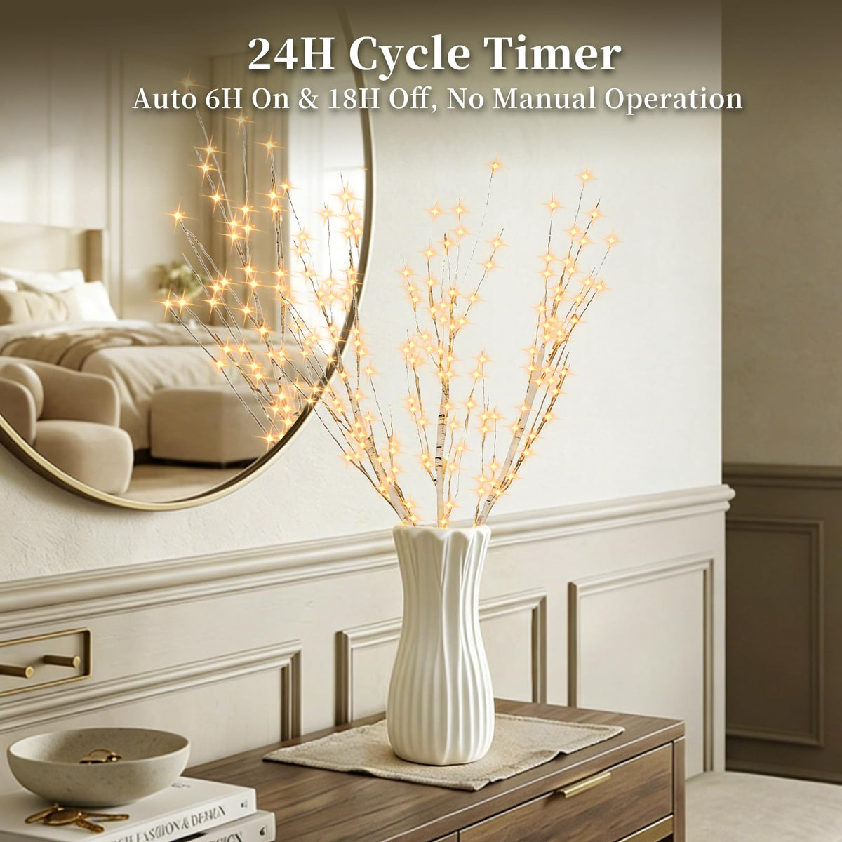 Lighted Birch Branches with Timer 33IN 180 LED Lights O974