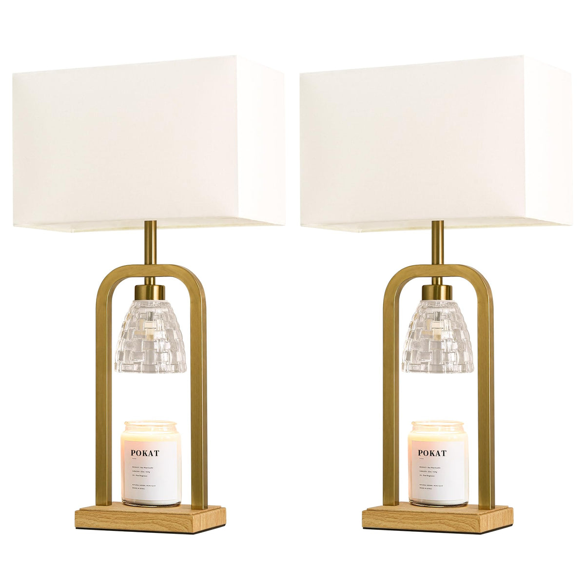 2 in 1 Gold Table Lamp with Candle Warmer I730878
