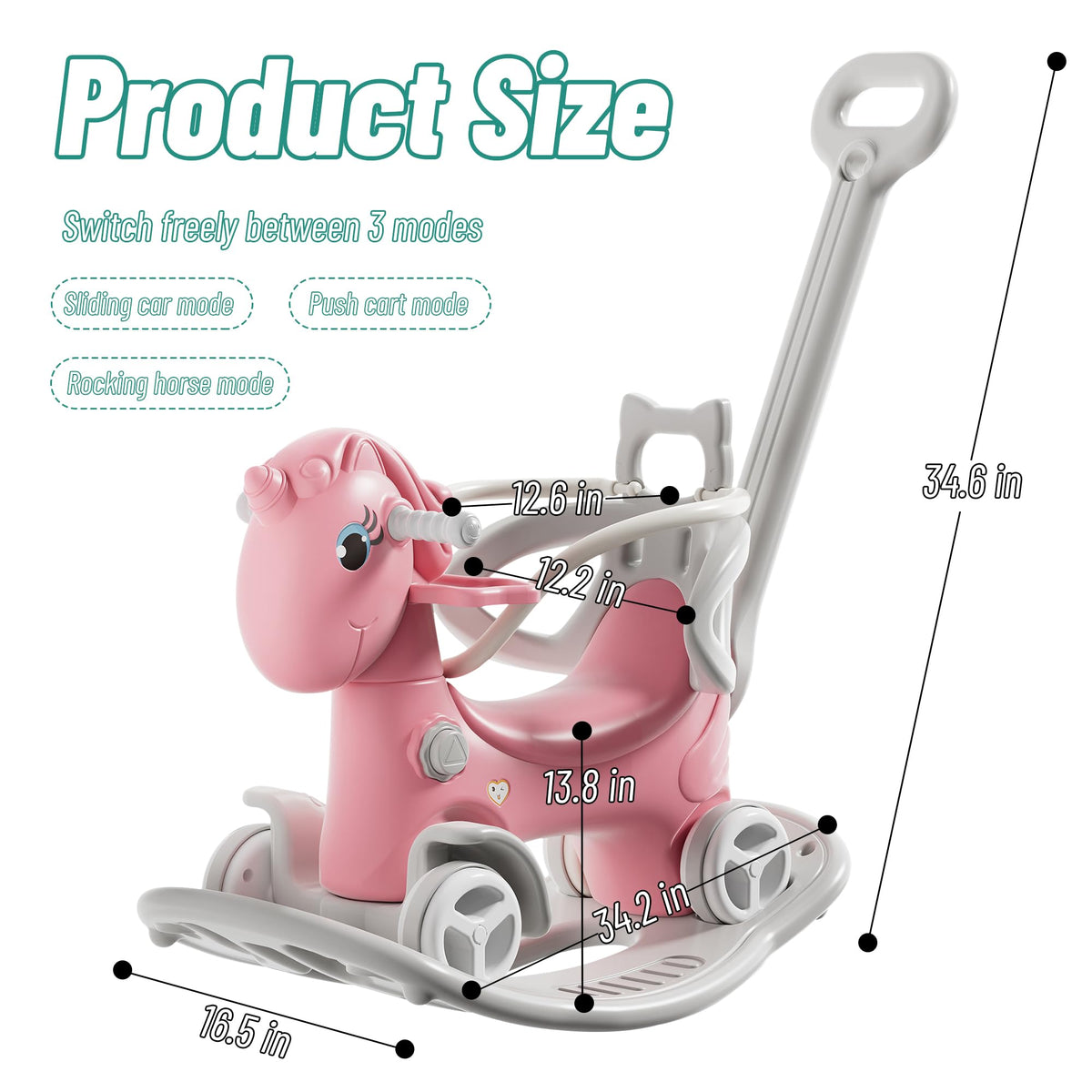 4 in 1 Rocking Horse with Push Handle and Balance Board R920