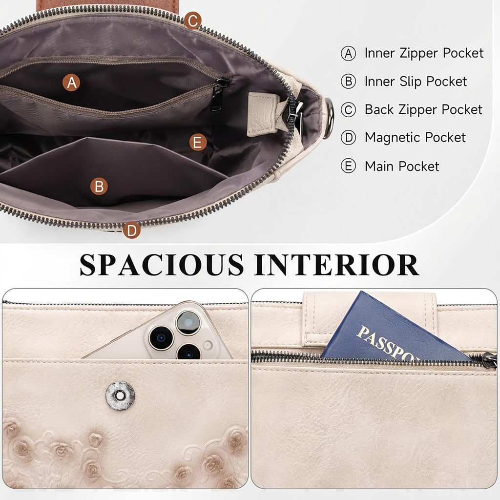 Crossbody Bags Vegan Leather Multi-Pockets Small Shoulder Bag N1895