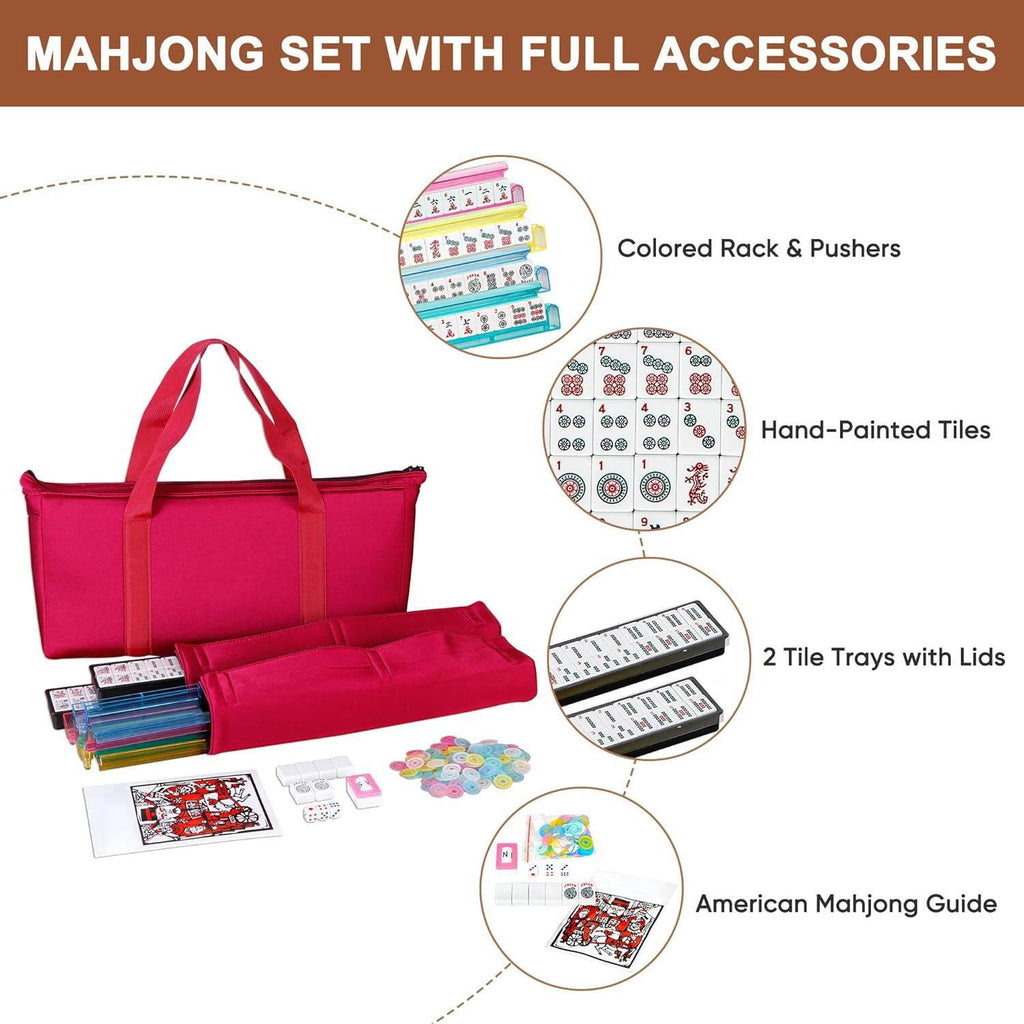166 Tiles Mahjong Set with Racks Pushers Bag P74999