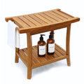 22-Inch Teak Shower Bench with Storage Shelf A3230