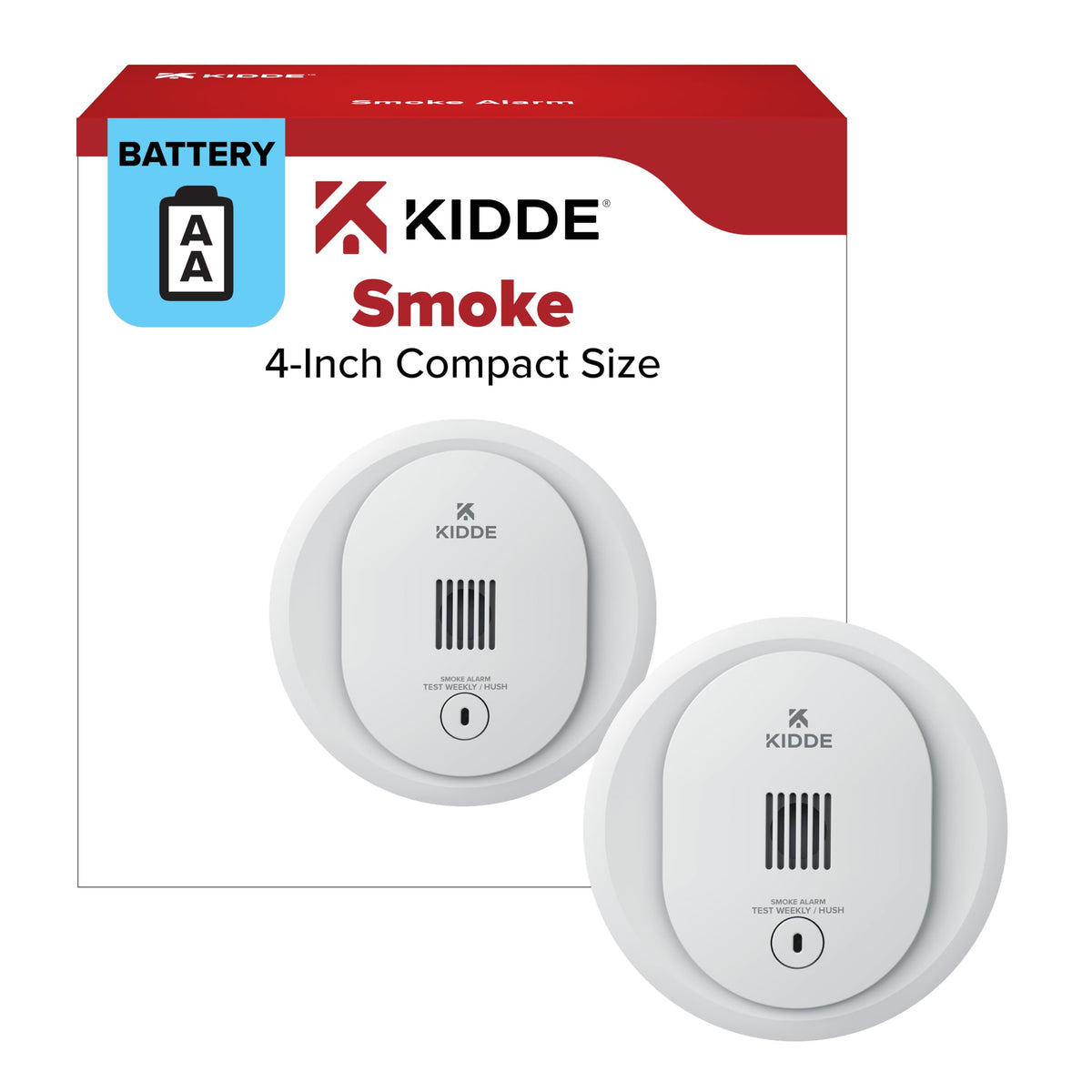 Compact Smoke Detector, AA Battery-Powered C2811