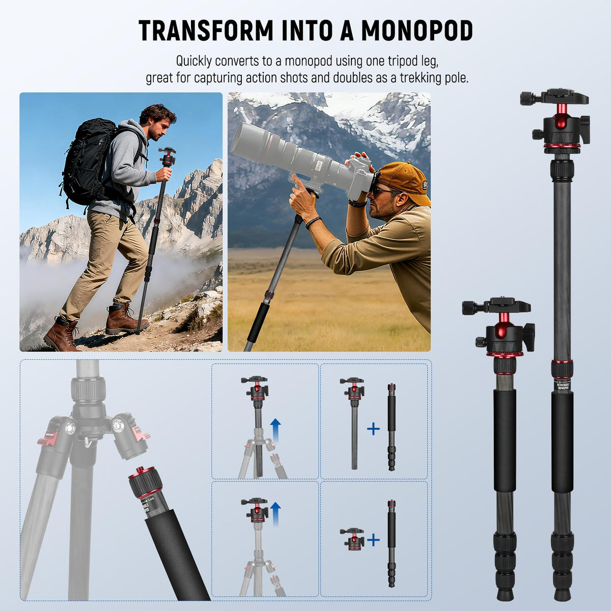 Carbon Fiber Travel Tripod Monopod P3200