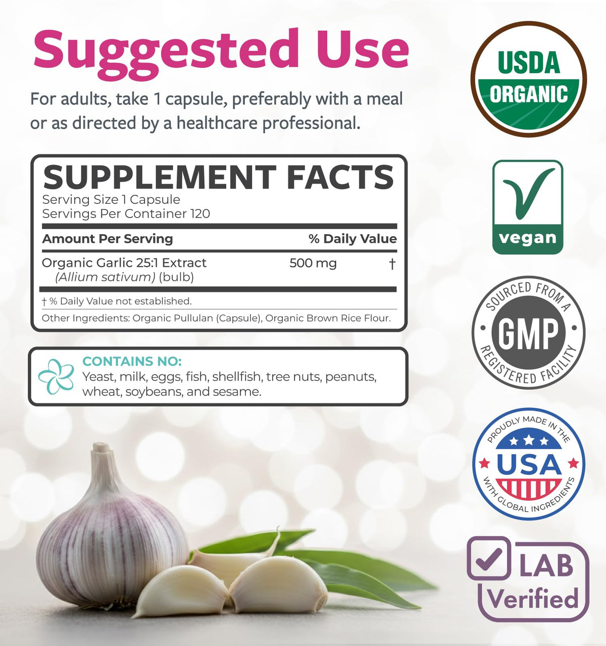 USDA Organic Odorless Garlic Capsules F53922
