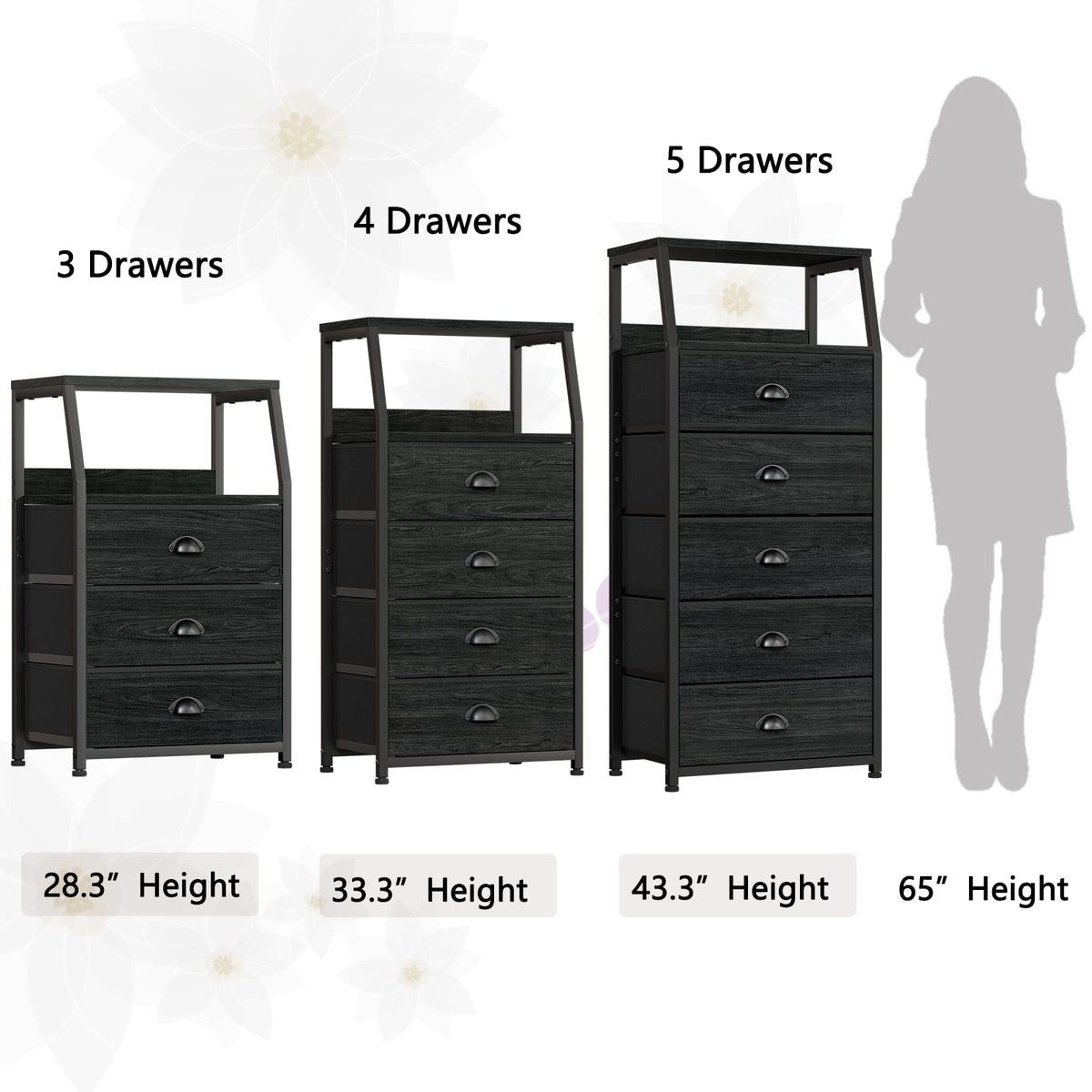 Tall Nightstand with Fabric Drawer I229