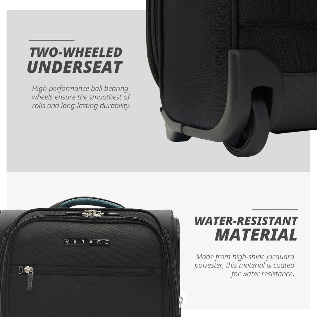 16-Inch Black Underseat Carry On Luggage with Wheels X5071